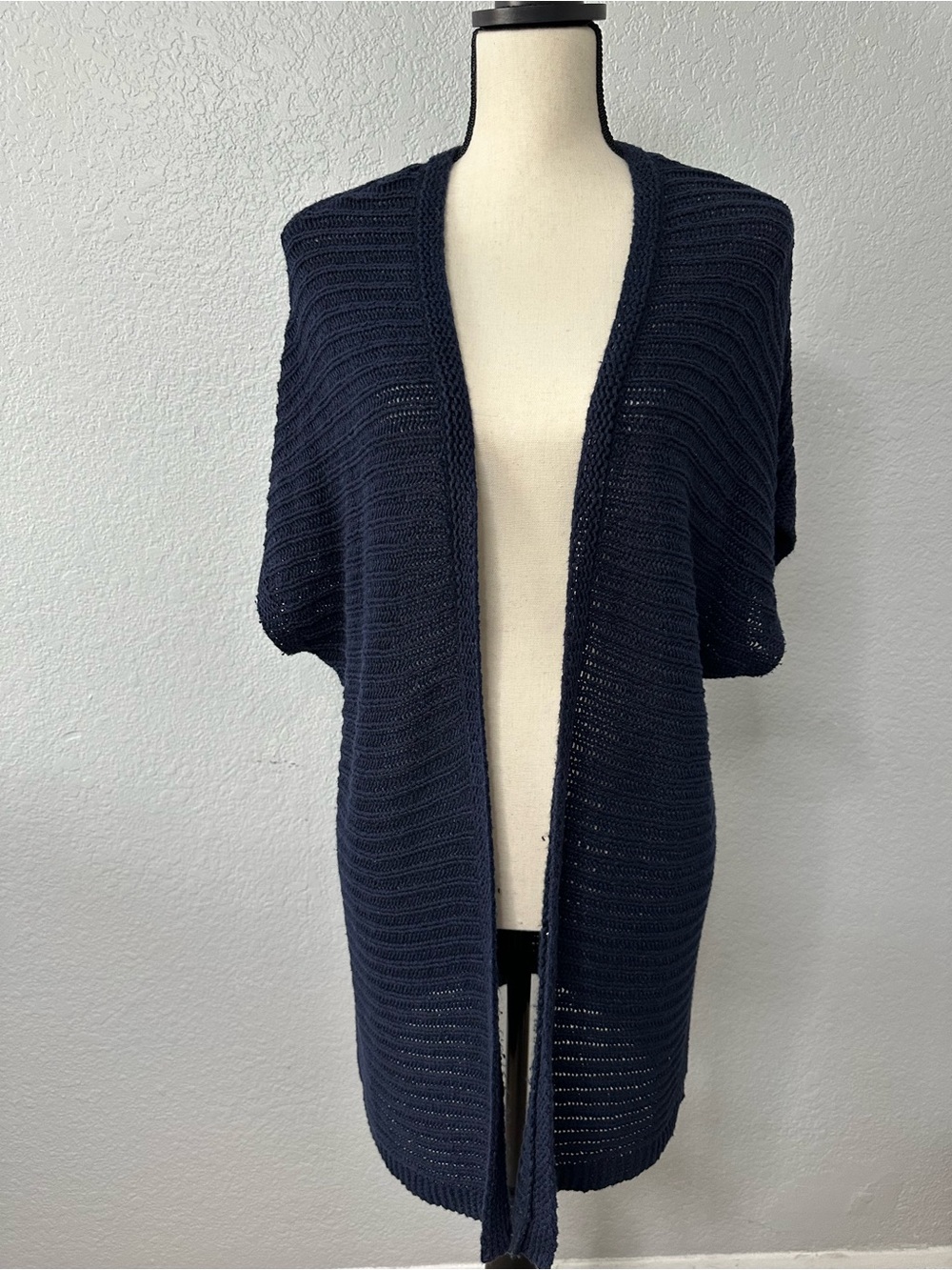 Talbots Open Front Linen Cardigan Sz 2X Boho Kimono Duster Knit Cover Up Dolman